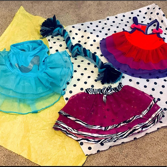 3 summertime TuTu dresses for small dog w/ RopeToy - Picture 1 of 9